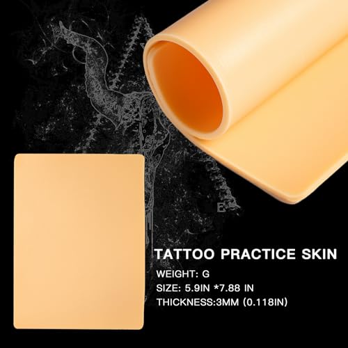 3MM Fake Skin Tattoo Practice Skins - 10pcs, 5.9x7.87" - Silicone, Thick, Piel Sintetica para Tatuar