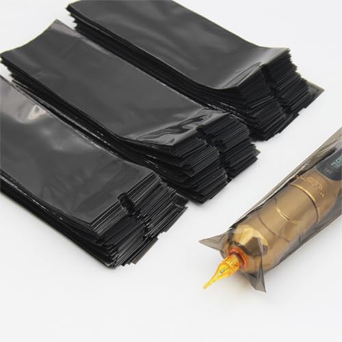 200PCS Tattoo Pen Cover,Black Rotary Tattoo Machine Pen Bags Sleeves for Tattoo Artist,Thickness&Wider Pen Machine Covers Fit All Tattoo Machines Pen