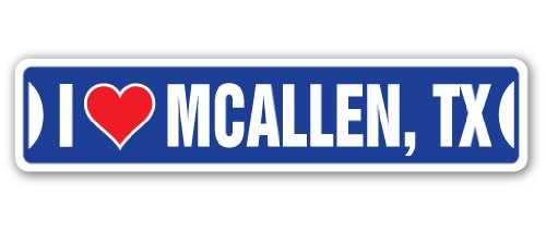 I Love MCALLEN, Texas Street Sign tx City State us Wall Road décor Gift