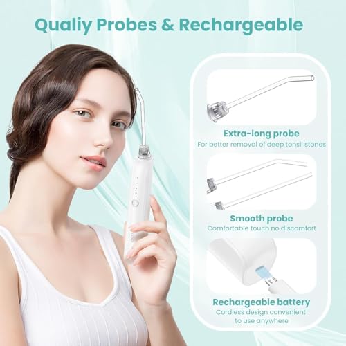 Tonsil Stone Remover with 5X Magnifying Glass Tonsil Stone Removal Kit 3 Suction Modes LED Light Bad Breath Water Flosser