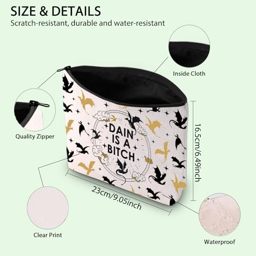 FW Merch Bag FW Inspired Gift Romantasy Fantasy Bookish Gift Dragon Rider Makeup Bag Dain Is A B*tch Cosmetic Bag (DAIN)