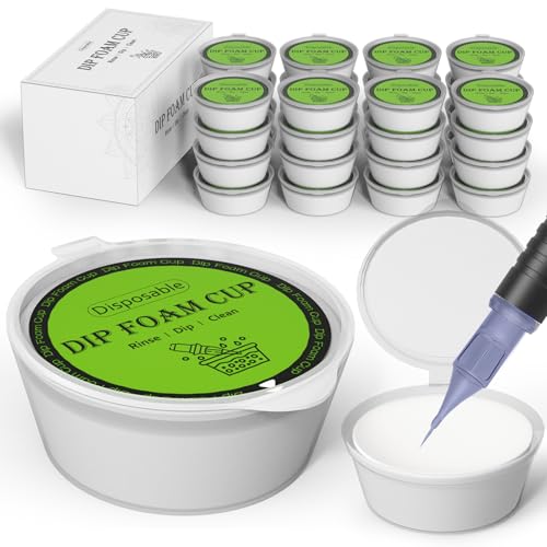 Dip Foam Cups-32Pcs Cylindrical Tattoo Supplies Disposable Rinse Caps for Color Switching & Needle Cleaning