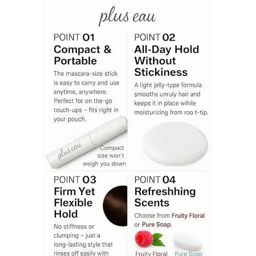 plus?eau Point?Repair Hair?Mascara SuperHard | Flyaway Tamer & Edge Control Stick for Bangs & Cowlicks | Long?Lasting Hold, Quick?Dry & Non?Greasy | Fruity Scent | Made in Japan