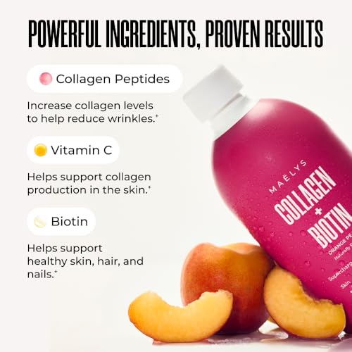 MA?LYS Super Charged Liquid Collagen for Women - Collagen Peptides Supplement with Biotin for Hair, Skin and Nails - Liquid Hydrolyzed Collagen Peptides