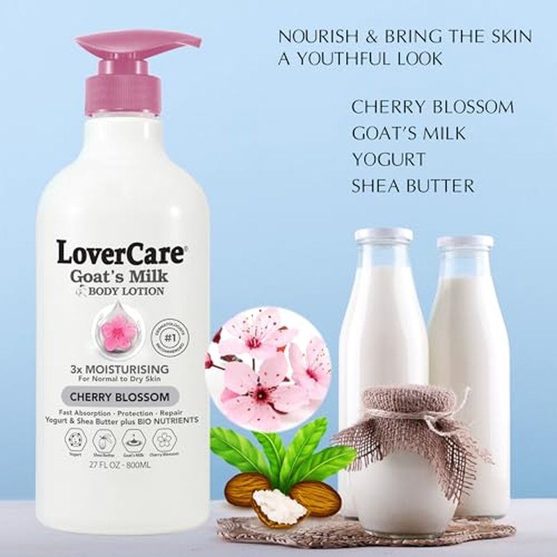 Lovercare Goat Milk Body Lotion for Dry Skin Cherry Blossom 27.05oz (800ml) - Single¡¦