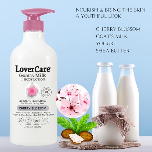 Goat Milk Body Lotion for Dry Skin Cherry Blossom 27.05oz (800ml) - 2-PACK