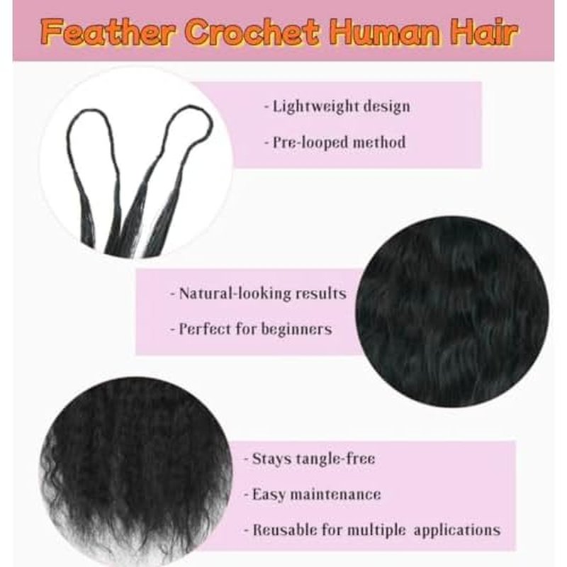 Wet and Wavy Super Wave Knotless Pre-Separated Feather Crochet Hair Extensions Human Hair Water Wave Crochet Hair Machine Made Feather Human Hair Extension 16inch 120g
