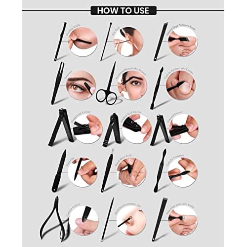 Utopia Care Nail Clippers Professional Nail Kit or Manicure Kit for Women and Men, Stocking Stuffers or Groomsmen Gifts 16Pcs Pedicure Set for Fingernail, Toenail Clippers with Travel Case