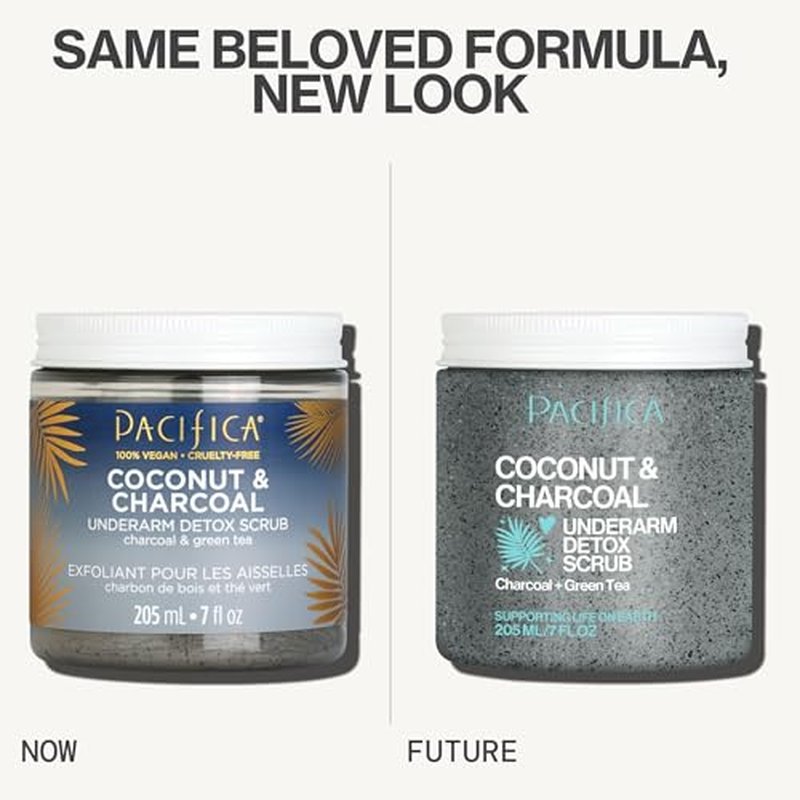 Pacifica Underarm Body Scrub - Armpit Detox Coconut & Charcoal Deodorant? Exfoliating & Nourishing for Natural Deodorant Users ? Aluminum-Free & Safe for Sensitive Skin, Vegan & Cruelty-Free, 7 fl oz