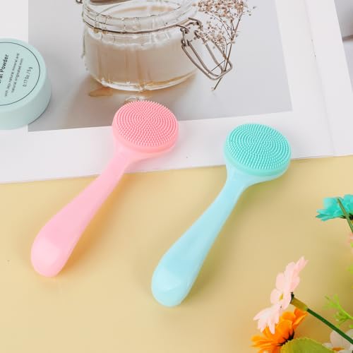 2Pack Silicone Face Brush Manual Face Scrub Brush Soft Facial Brushes Waterproof Exfoliating Face Brush Skin Friendly Face Cleaner Brush for Women and Men Blackheads Makeup Residues Removal