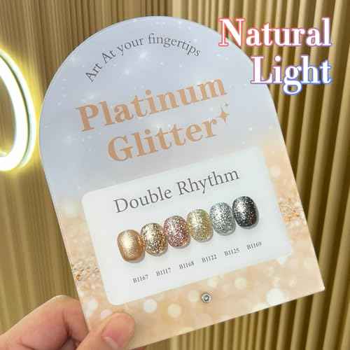 Double Rhythm 0.5 Oz Glitter Gel Polish Set of 6 Color with Display Borad 15 ml Full Size Kit Shimmer Reflective Sparkle Soak Off Manicure Salon DIY at Home (Rose Gold Silver Black Bright-T6-38)