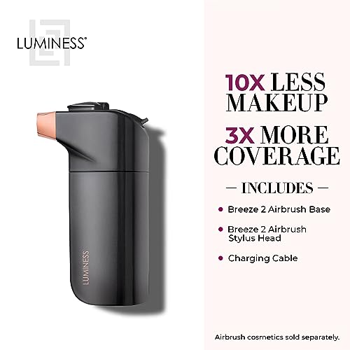 LUMINESS Breeze 2 Airbrush Makeup System - Rechargeable Airbrush Kit - Cordless Spray-On Make up Airbrush Kit - Portable Makeup Sprayer with No-Mess Tip - Airbrush Foundation Kit
