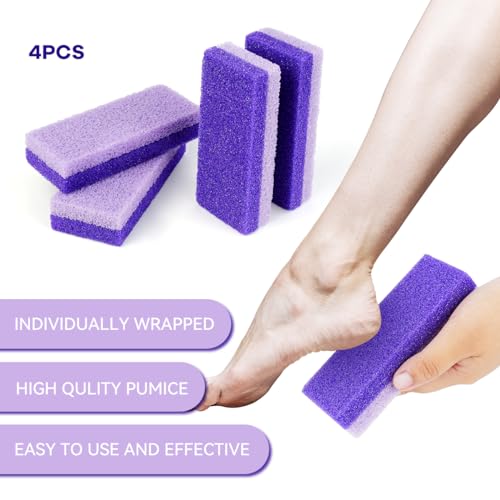 4 Pcs Foot Pumice Stone and Scrubber for Feet and Heels Callus and Dead Skins (Purple)