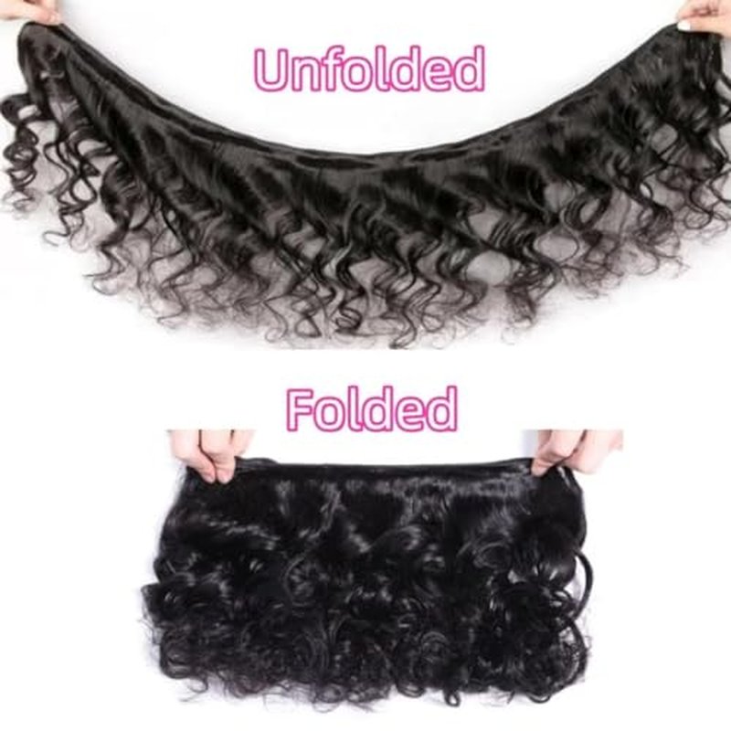 Loose Wave Hair Bundles Thick Brazilian Virgin Human Hair Loose Wave Bundles for Women Natural Black Color Can Be Dyed and Styled Total 300g 16 18 20 Inch