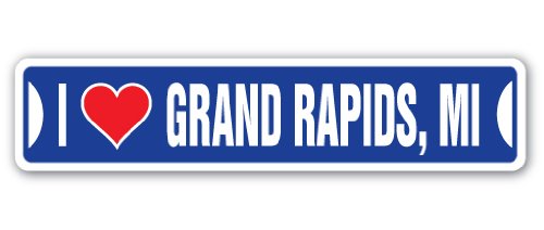 I Love Grand Rapids, Michigan Street Sign mi City State us Wall Road décor Gift