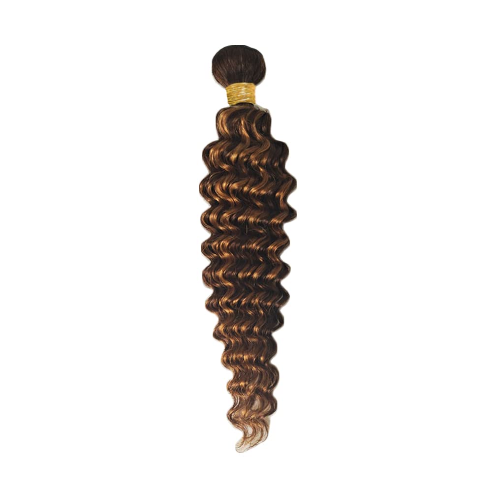 Deep Wave Brown Human Hair Bundle - 100% Unprocessed Virgin Brazilian Extensions | 24 Inch Piano Color
