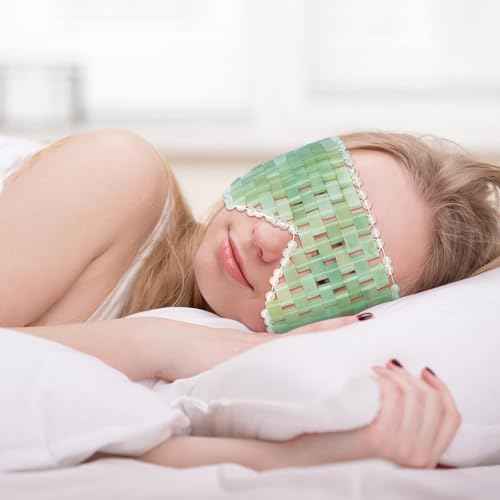 Jade Eye Mask - with Adjustable Strap for face 100% Natural Gemstone Jade Sleep Mask for Hot & Cold Anti Aging Therapy by LazyGa