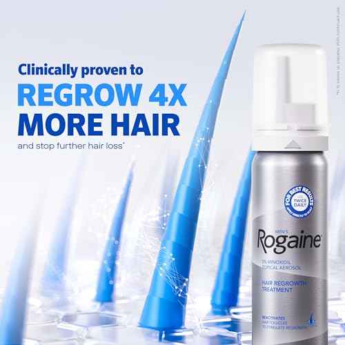 Rogaine Men¡¯s 5% Minoxidil Foam Hair Regrowth Treatment, FDA Approved Brand, Proven to Improve Hair Regrowth, Extra Strength Minoxidil Foam, Unscented Aerosol, 4 Month Supply (4 x 2.11 oz Cans)