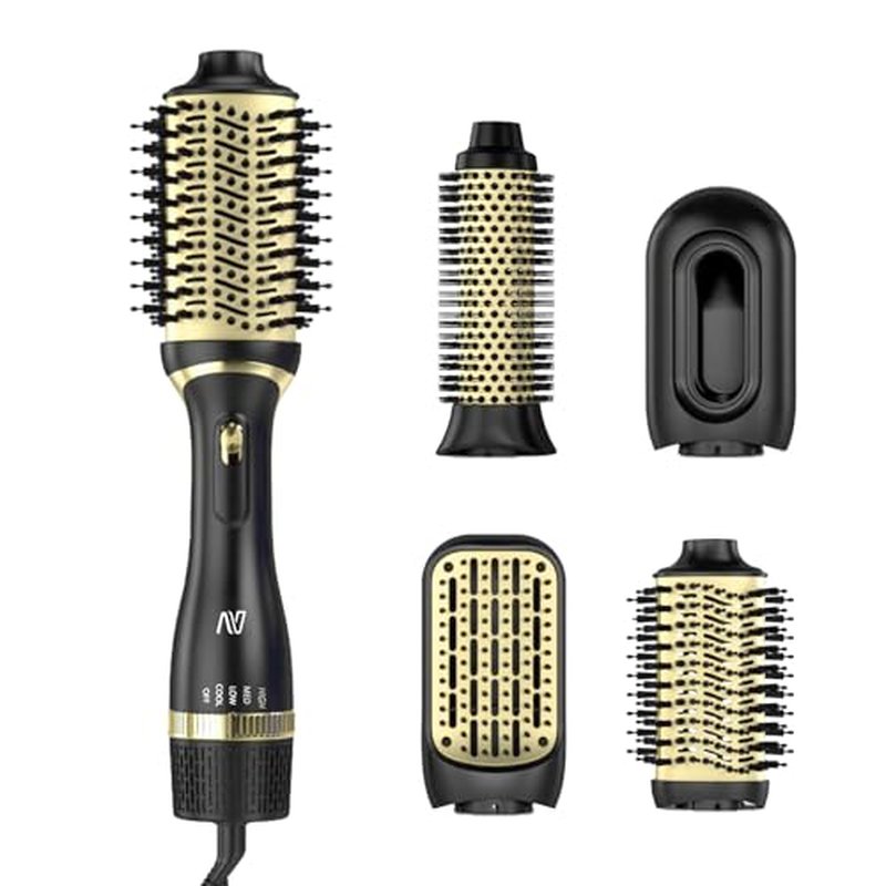 Hair Dryer Brush Set, Multifunctional Hot Air Brush for Salon Blowouts, Negative Ion Technology & Quick Drying, Shiny and Less Frizz, Black Champagne