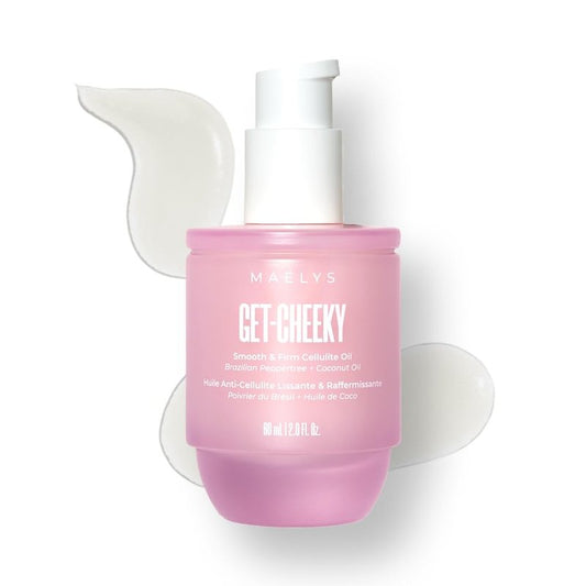 MAËLYS GET-CHEEKY Body Oil for Women - Cellulite Massage Oil with Shea Butter & Vitamin E - Skin Oil for Massage Therapy & After Shower Use - Helps Reduce the Look of Dimpled Skin (2 Fl Oz)