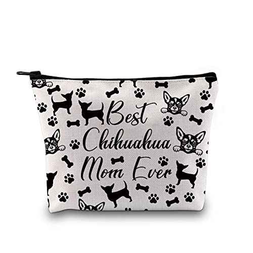 GJTIM Chihuahua Mom Gift Chihuahua Owner Gift Best Chihuahua Mom Ever Chihuahua Gift Makeup Bag Animal Dog Lover Gift (Chihuahua Mom Bag)