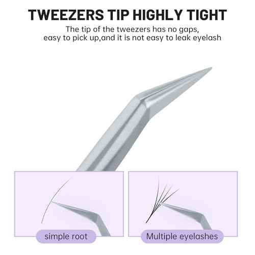 Natuhana High Precision Lash Tweezers for Individual and Volume Eyelash Extensions Premium Stainless Steel Curved Fiber Tip Professional Isolation Tweezer