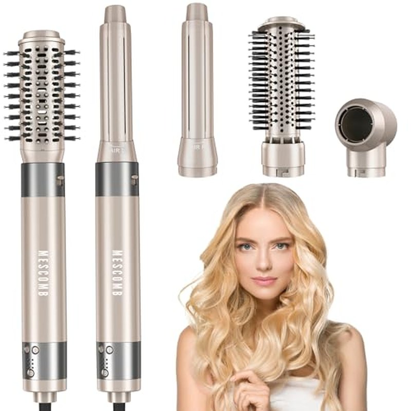 5 in 1 Hair Air Styler - Rotating Hair Dryer Brush 110000 RPM for Fast Drying & Hot-Air Automatic Wrap Curlers for Curling, Frizz-Free Blow Dryer Brush for Straightening Volumizing No Heat Damage