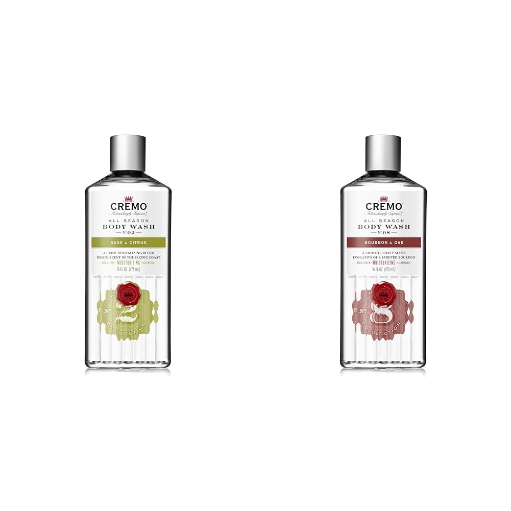 Cremo Men's Body Wash Bundle with 16 Fl Oz Sage & Citrus and 16 Fl Oz Bourbon & Oak Scents