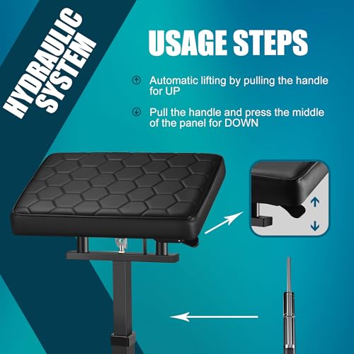 POARMEEY Tattoo Arm Rest Hydraulic System Adjustable Height with Wood Grain Base Stable and Durable