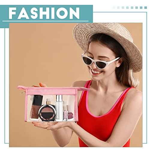 Chunful 10 Pieces Clear Makeup Bags Cosmetic Storage Bags PVC Zipper Pouches Travel Waterproof Clear Cosmetic Pouch for Women Organizing Toiletries Traveling Bathroom