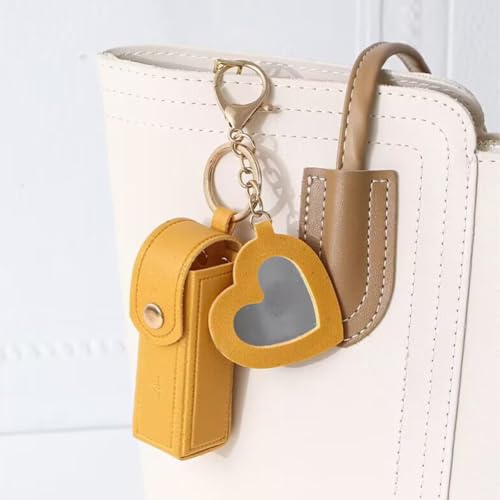 7 Pack Lipstick Organizer, PU Leather Potable Chapstick Holder with Mirror, Girls Travel Lipgloss Makeup Storage Holder for Chapstick Perfume Fingernail Polish