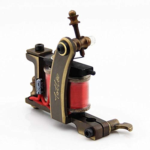 Professional Tattoo Coil Machine Gun CNC Carved Brass 10 Wrap Coils Handmade Tattoo Liner Machines Excellent Supply for Professional Tattooist Artists
