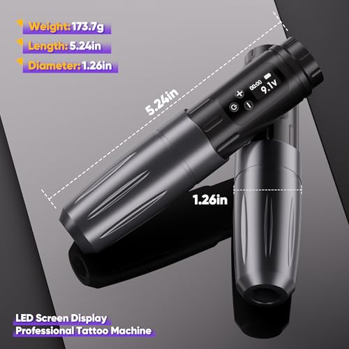 Beginners Wireless Tattoo Gun Kit - Professional 1,600 mAh Rotary Tattoo Pen Set, Complete Tattoo Machine Kits with 20Pcs Cartridge Needles for Beginner Artists Tattoo Supplies
