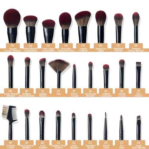 ZAMEL 26Pcs Black labeled Makeup Brushes Set Professional,Full Face ULTRA SOFT Hair Makeup Brush Set Contains large powder Foundation Ultimate Blending Make up Brush set Blush Concealers Eyeshadow