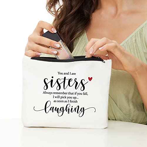 JIUWEIHU Funny Sister Gifts, Sister Gifts from Sisters Brother, Sister Christmas Birthday Graduation Gifts, Gift for Big Little Sister Soul Sister Makeup Bag-You and I are Sister -Inspirational Gifts