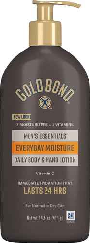 Gold Bond Men's Essentials Everyday Moisture Daily Body & Hand Lotion, 14.5 oz., With Vitamin C (Pack of 2)