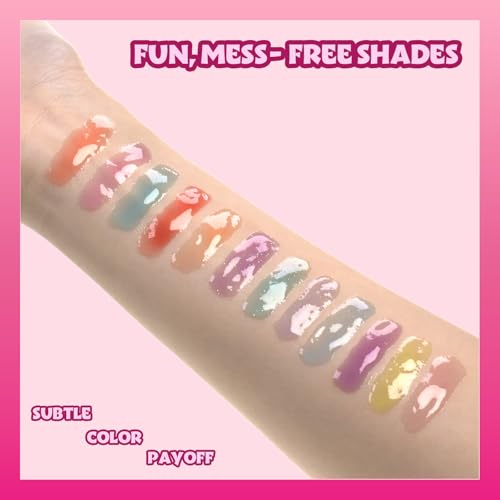 Barbie 12 Piece Plant Based Lip Gloss, Girls Party Favors, First Makeup Set for Girl, Perfect for Parties, Sleepovers, and Birthday Gifts, Ages 3+, by Townley Girl