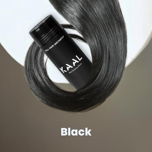 KAAL Hair Fibers - Refillable Hair Powder (27.5g, Black) to Instantly Conceal Thinning Areas for Men and Women