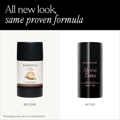 Each & Every Aluminum Free Deodorant for Men & Women, Cedar & Vanilla - All Natural Deodorant for Sensitive Skin, EWG Verified - Clean, Baking Soda Free, Plant-Based Fragrance - 2.5oz, 2 Pack