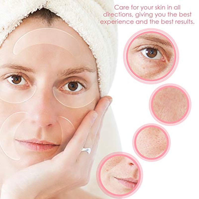 Syhood 12 Pieces Silicone Eye Wrinkle Pads Anti Aging Silicone Pads Reusable Reduce Skin Wrinkles Under Eye Patches Cleavage for Mouth and Eyes(Transparent)