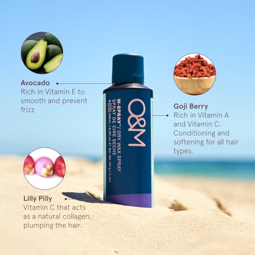 O&M W-Spray Dry Wax Spray for Women, Volumizing Hairspray Texture Mist, Flexible Hold Styling Product, Non-Greasy Finishing Wax, Dry Texturizer with Goji Avocado Lilly Pilly Extracts, 200ml