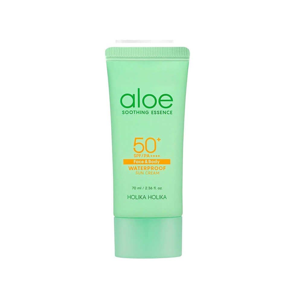 Holika Holika Aloe Waterproof Sun Cream 70ml - Mild, Soft, Moisturizing, Non-sticky, No White Cast, Aloin Free Sun Screen protect UV ray SPF 50+ PA++++