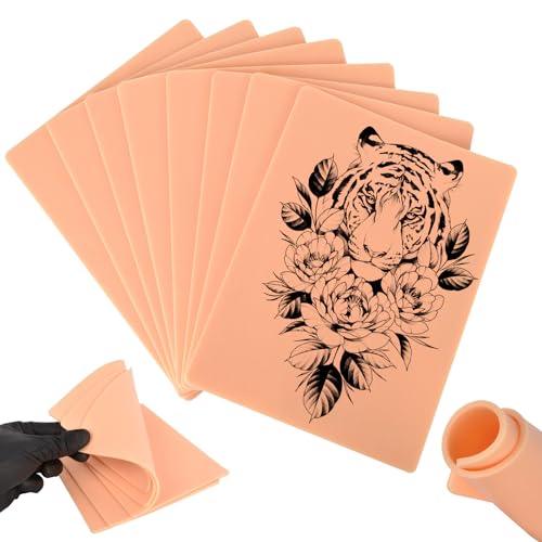 3MM Tattoo Practice skin - 10pcs Double Sides Thick Fake Skin Tattoo Skin for Practicing,Soft Silicone Tattoo Eyebrow Practice Skins for Beginner & Experienced Tattoo Artist