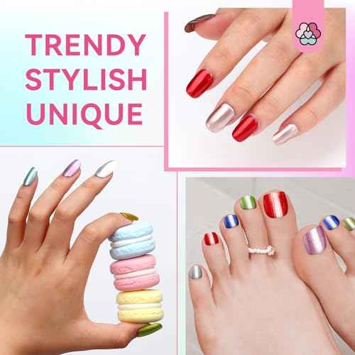 SAVILAND Metallic Nail Polish with Base and Top Coat: Chrome Nail Polish Set 12+2 Colors Mirror Glitter Holographic Silver Pink Quick-Dry Nail Polish for Fingernail French Manicure Art DIY Gift