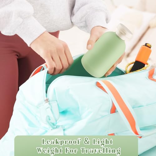 9 Pcs 6.8 oz Plastic Squeeze Bottles with Flip Cap,Empty Refillable Travel Shampoo Bottle Containers for Creams, Lotion,Body Wash, Conditioner,Silicone Funnel Included-Green