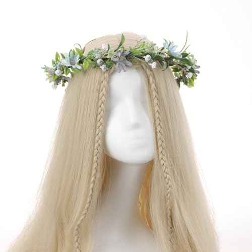 Blue Flower Crown Headband, Handmade Fairy Daisy Floral Headpiece, Artificial Boho Bridal Flower Crown for Women Girls Maternity Renaissance Weeding Festivals Birthday Party Headdress