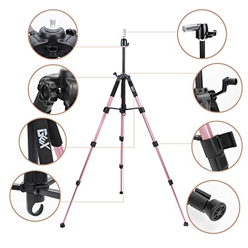 GEXWORLDWIDE GEX 55" Mannequin Tripod Stand Canvas Block Training Doll Manikin Head Wig Stand for Cosmetology Hairdressing (Rose Gold)