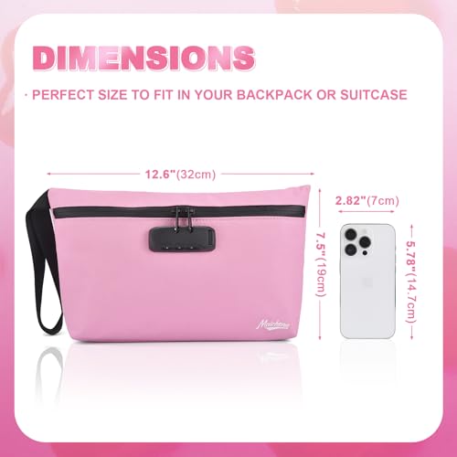 Storage Bag with Combination Lock 12.6"x7.5" Large Storage Container Cosmetic Bag Medicine Organizer Travel Storage Case Pouch Great Christmas Gift