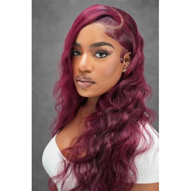 99J Burgundy Body Wave Lace Front Wig - 13x4 Human Hair, 150% Density, Bleached Knots, Natural Hairline, Glueless, Heat Resistant for Black Women 30 Inches, Soft & Silky (18 Inch)
