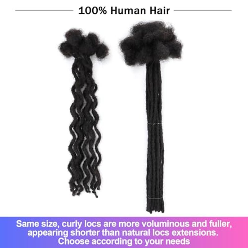 Curly Wave Loc Extensions Human Hair 0.4cm&0.6cm width 6-18 inch 10,30 strands 100% human hair locs extensions for men women Handmade Permanent Dread Extensions0.6cm 14inch 30strands